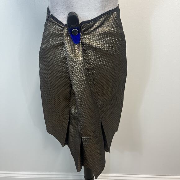 M.S.S.P. Skirt sz 12 Gold Diamonds Straight Knee Pleats Career Cocktail Wedding - Picture 5 of 7